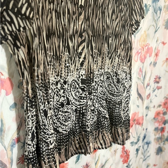 Vintage Fashion Bug Black and Cream Button Down Shirt - Picture 3 of 9